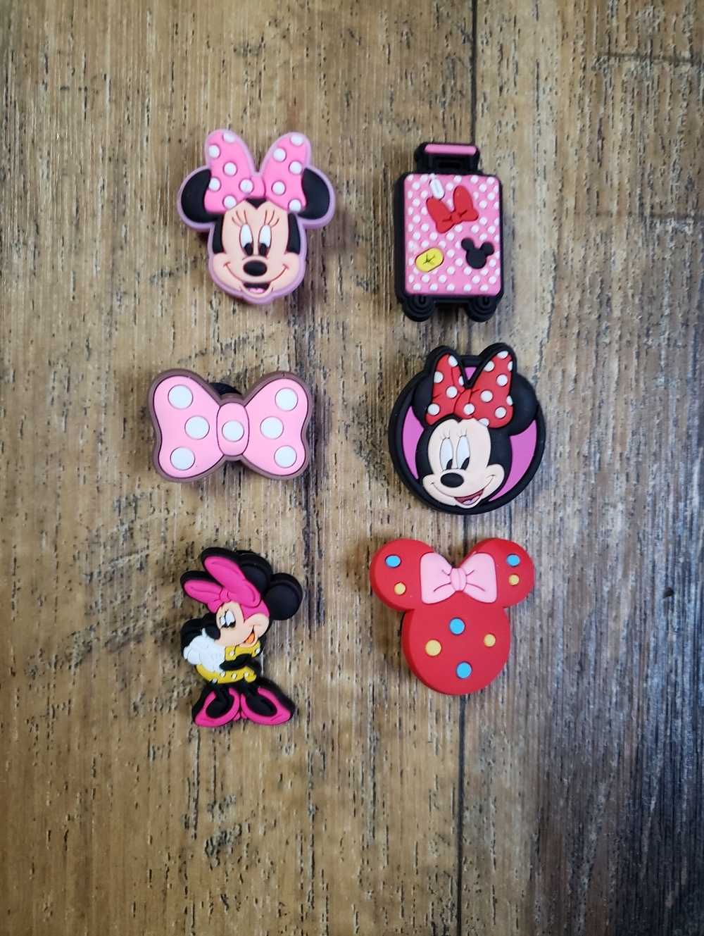 Minnie Mouse Pink & Red Shoe Charms Set